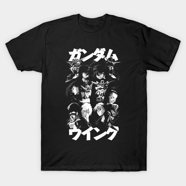 Gundam Wing Pilots (white) T-Shirt by geekingink